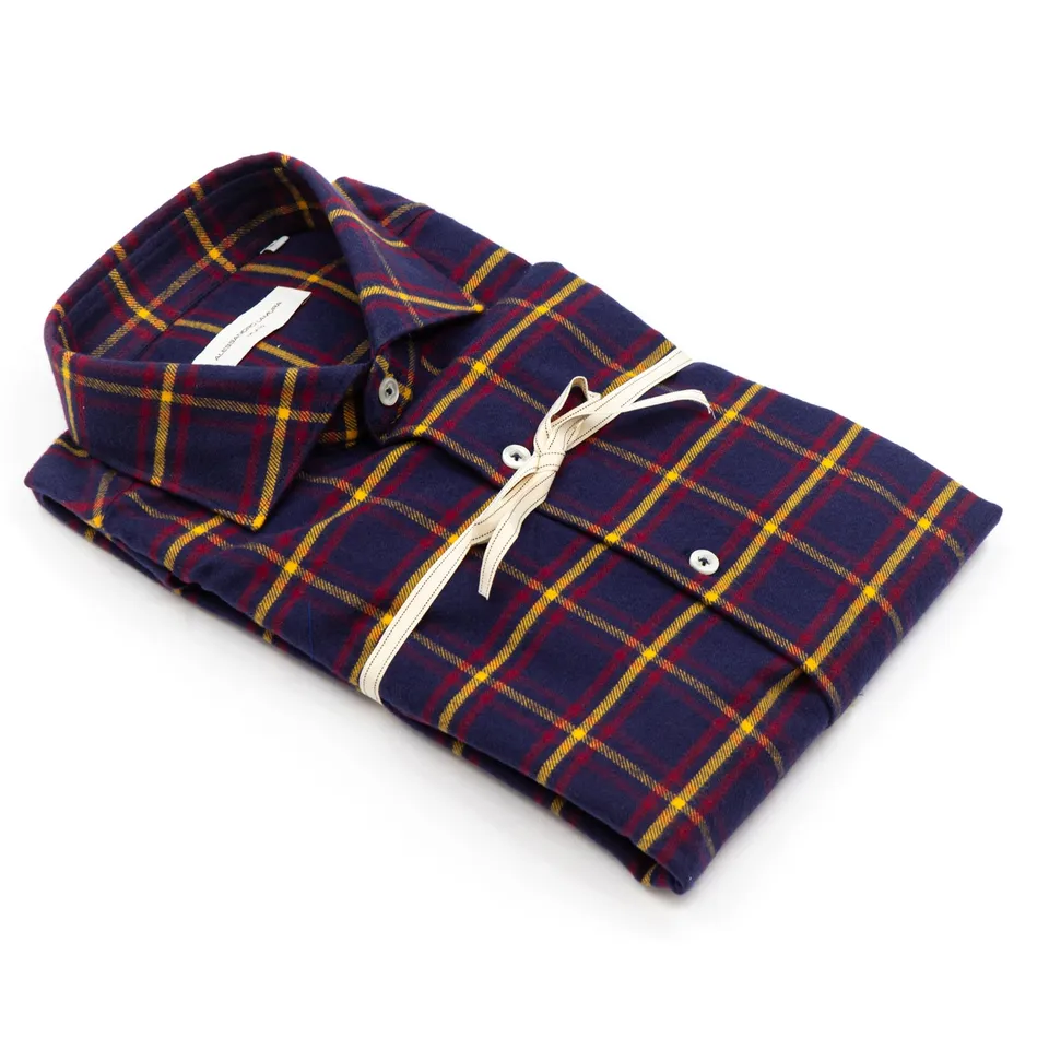 alessandro-lamura-camicia-scozzese-blu-bordeaux-herren-flanell-karohemd image 1