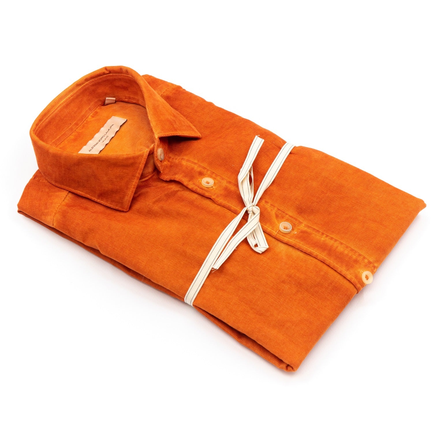 alessandro-lamura-herren-cord-hemd-orange-aus-baumwoll-samt image 1