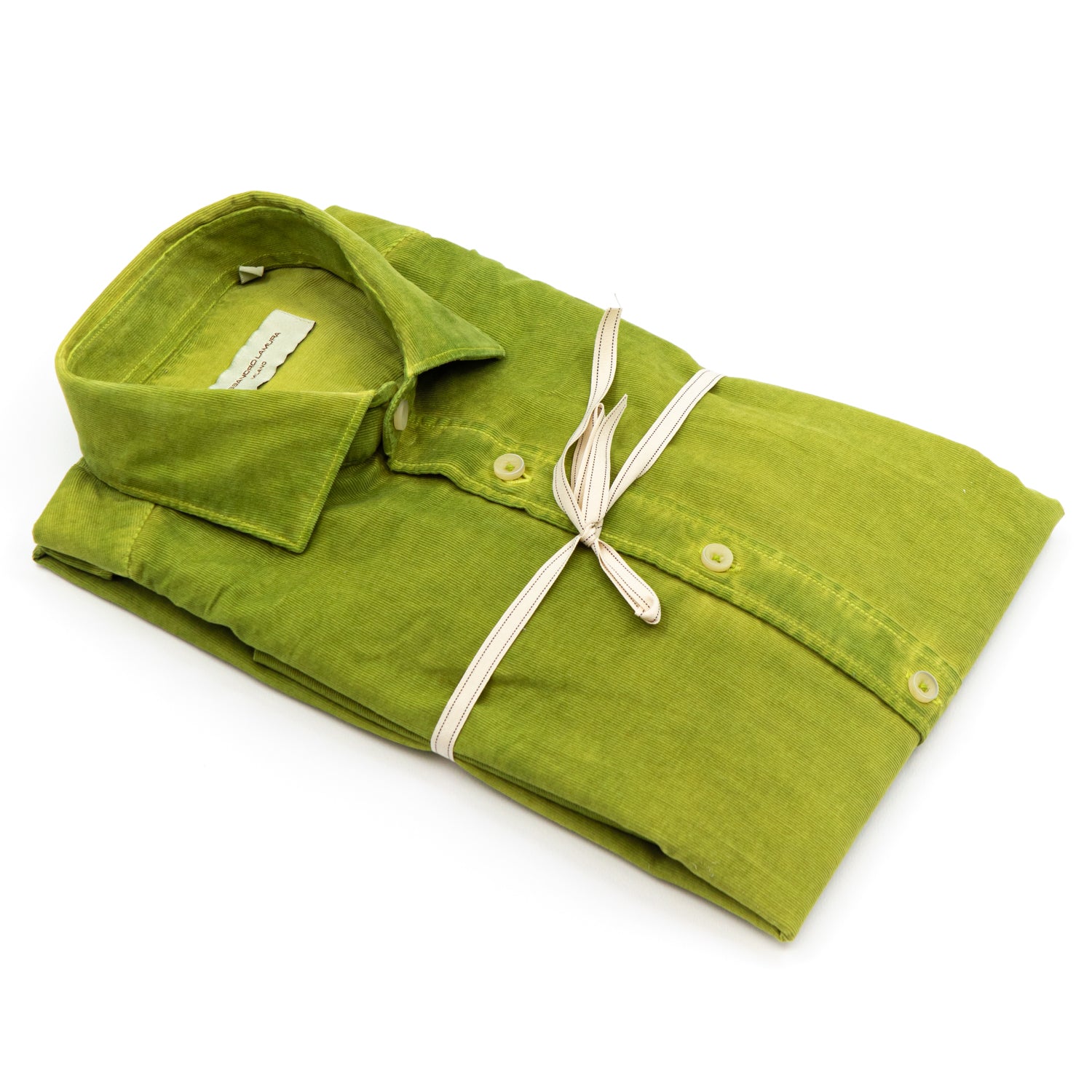alessandro-lamura-camicia-velluto-verde-lime-herren-cord-hemd image 1