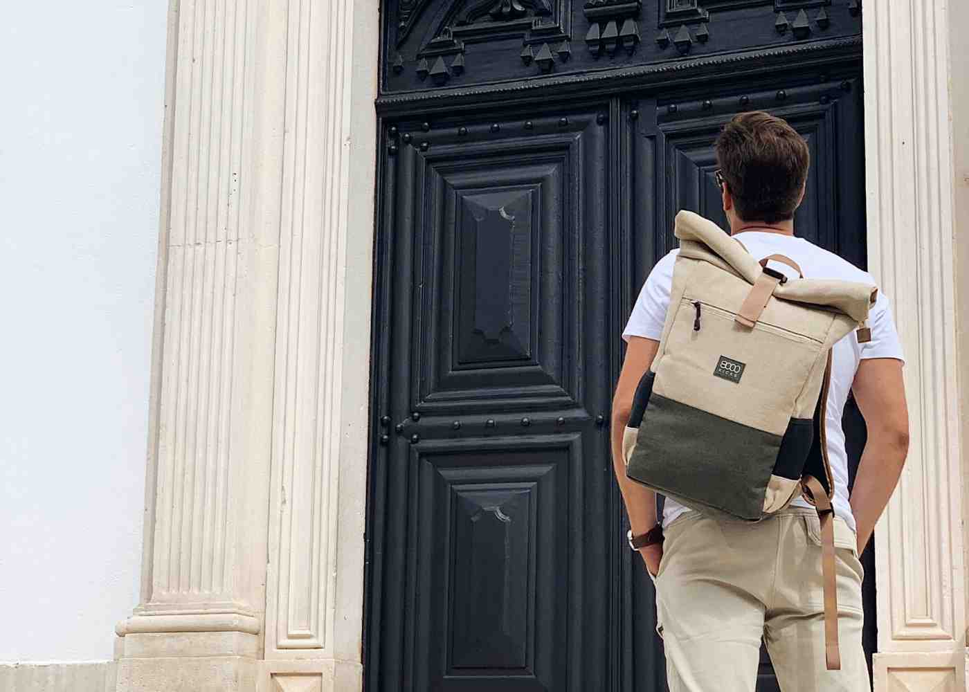8000kicks-everyday-hanf-rolltop-rucksack-18-30l-beige-gr-n-mit-laptopfach image 7