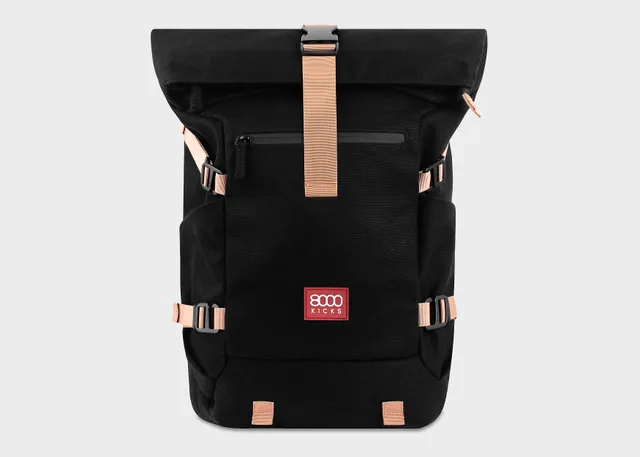 8000kicks-nomad-hanf-rolltop-rucksack-20-45l-schwarz-wasserabweisend image 1