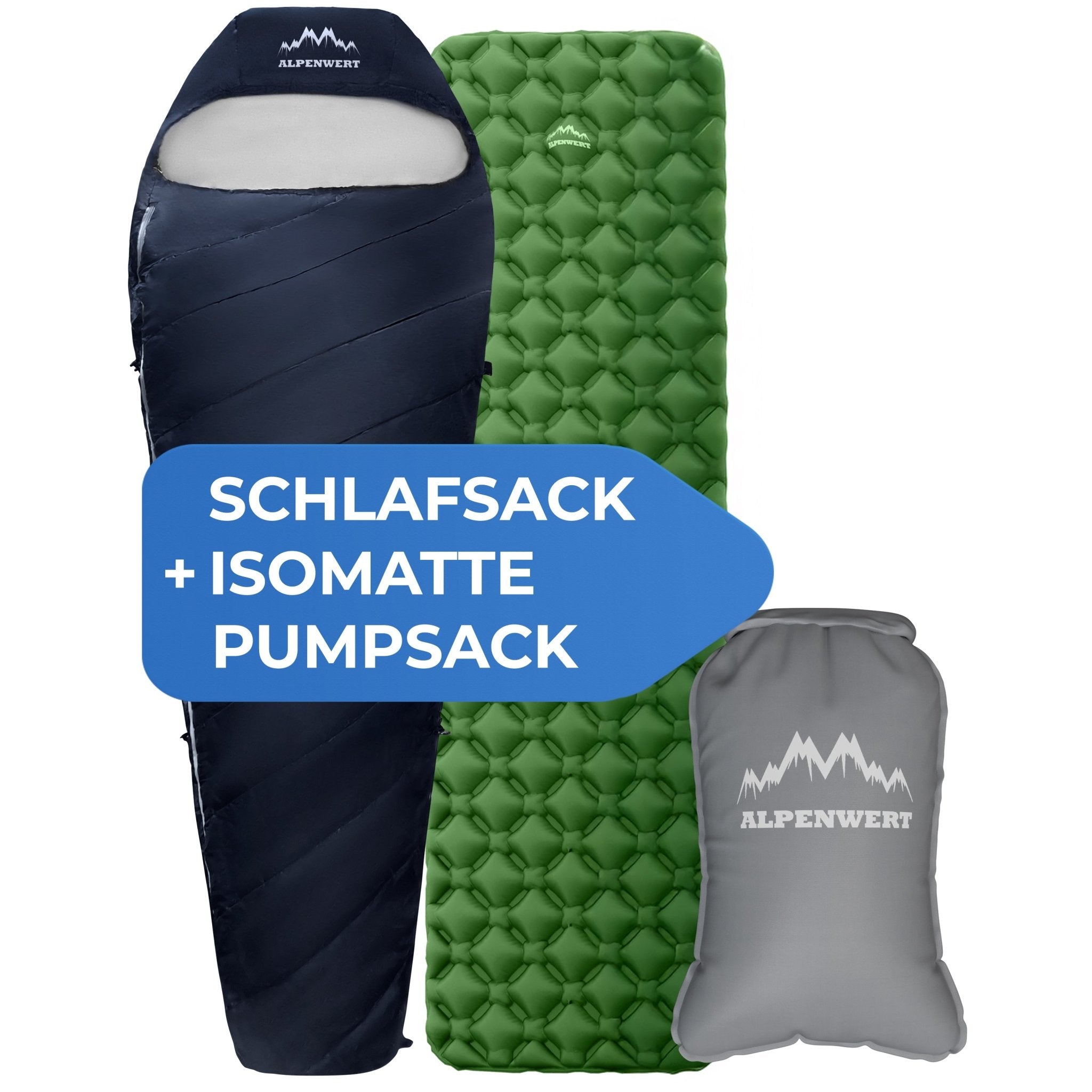 alpenwert-schlafsack-isomatte-pumpsack-komplettset image 2