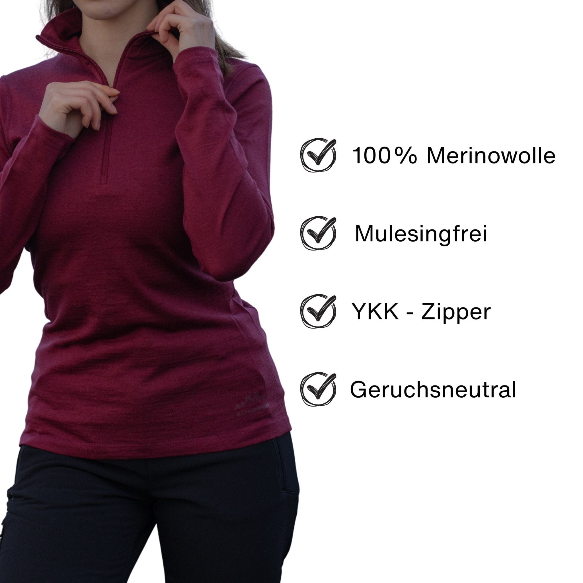 alpenwert-langarmshirt-damen-100-merino-mit-zip-230-g-m image 2