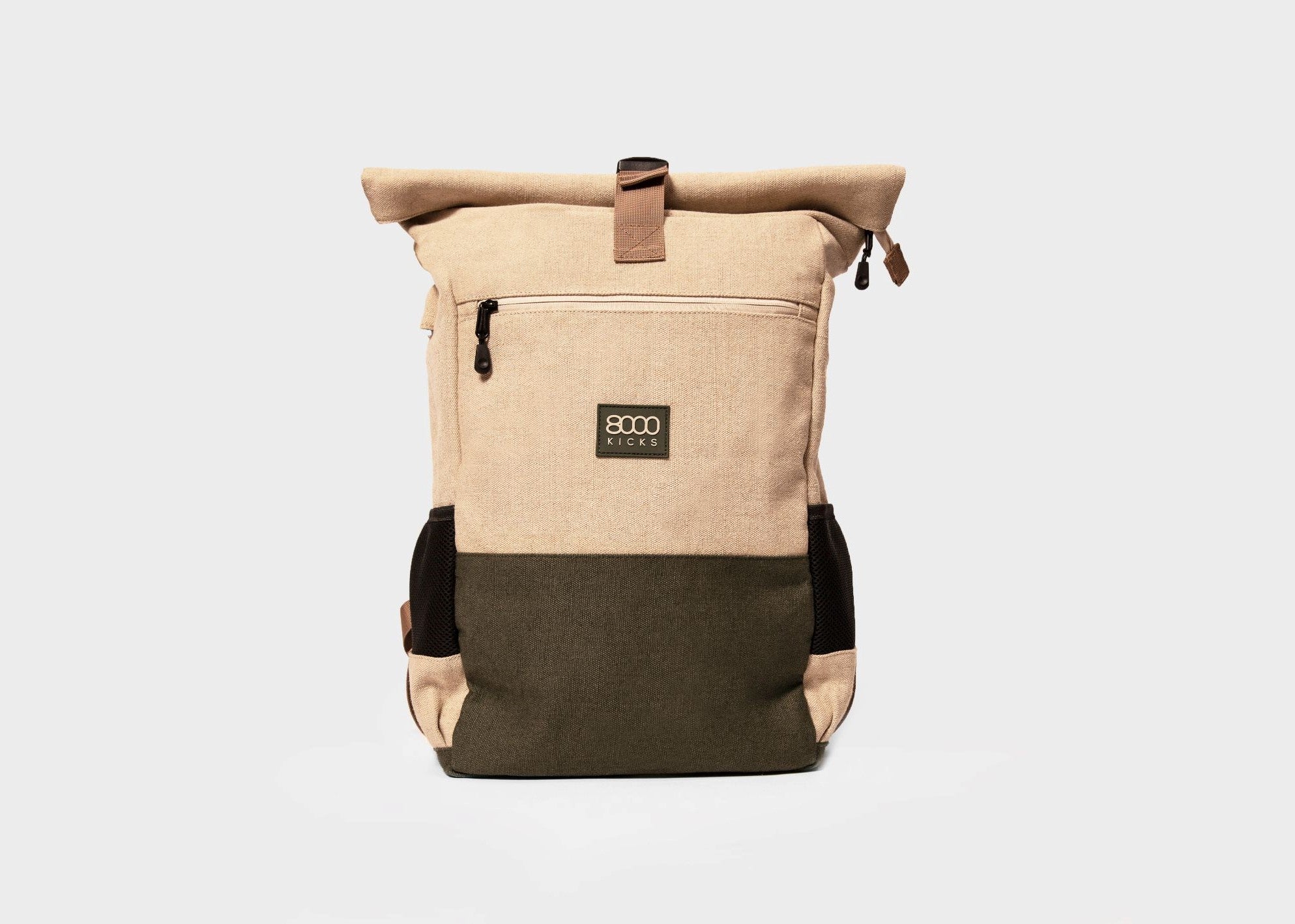 8000kicks-everyday-hanf-rolltop-rucksack-18-30l-beige-gr-n-mit-laptopfach image 1