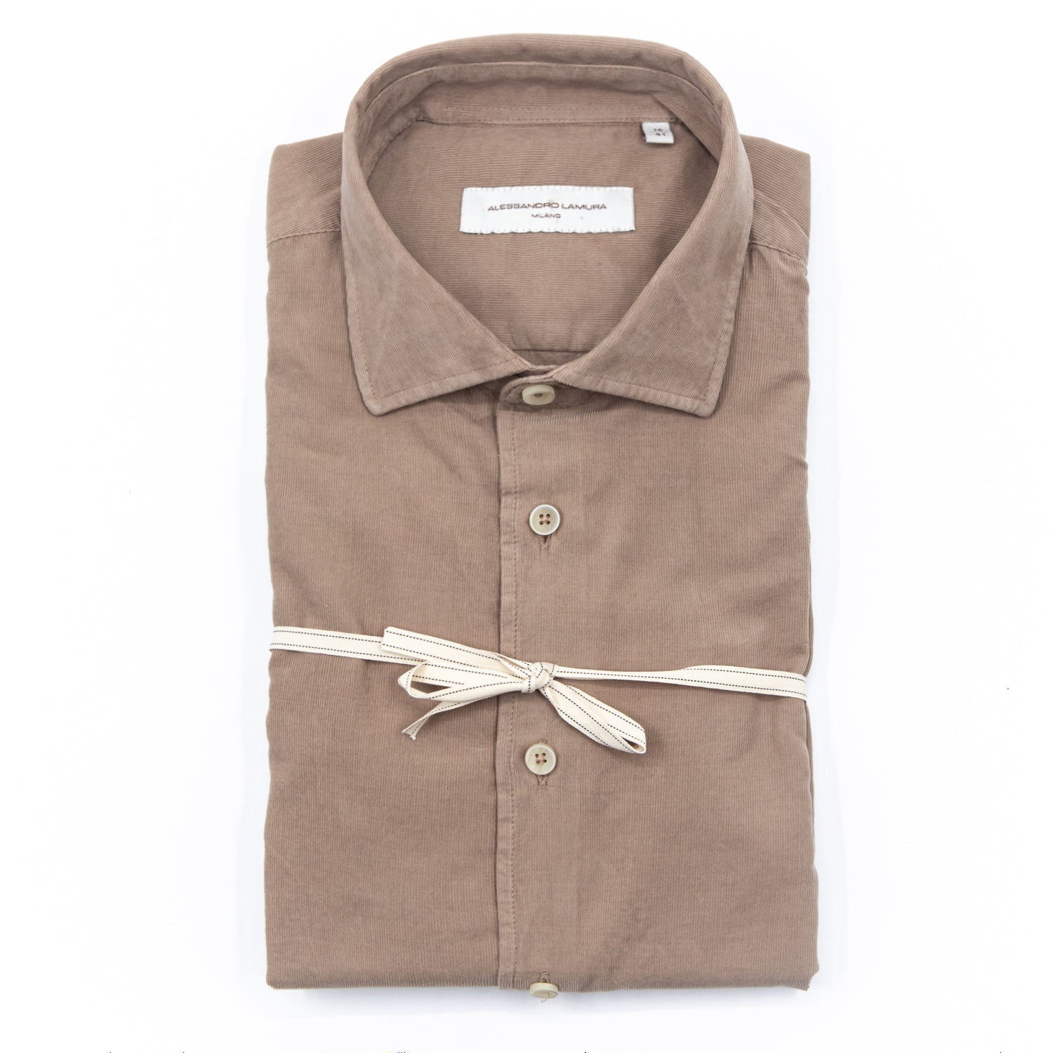 alessandro-lamura-camicia-tinta-unita-hemd-herren-tortora-samt-baumwolle image 2
