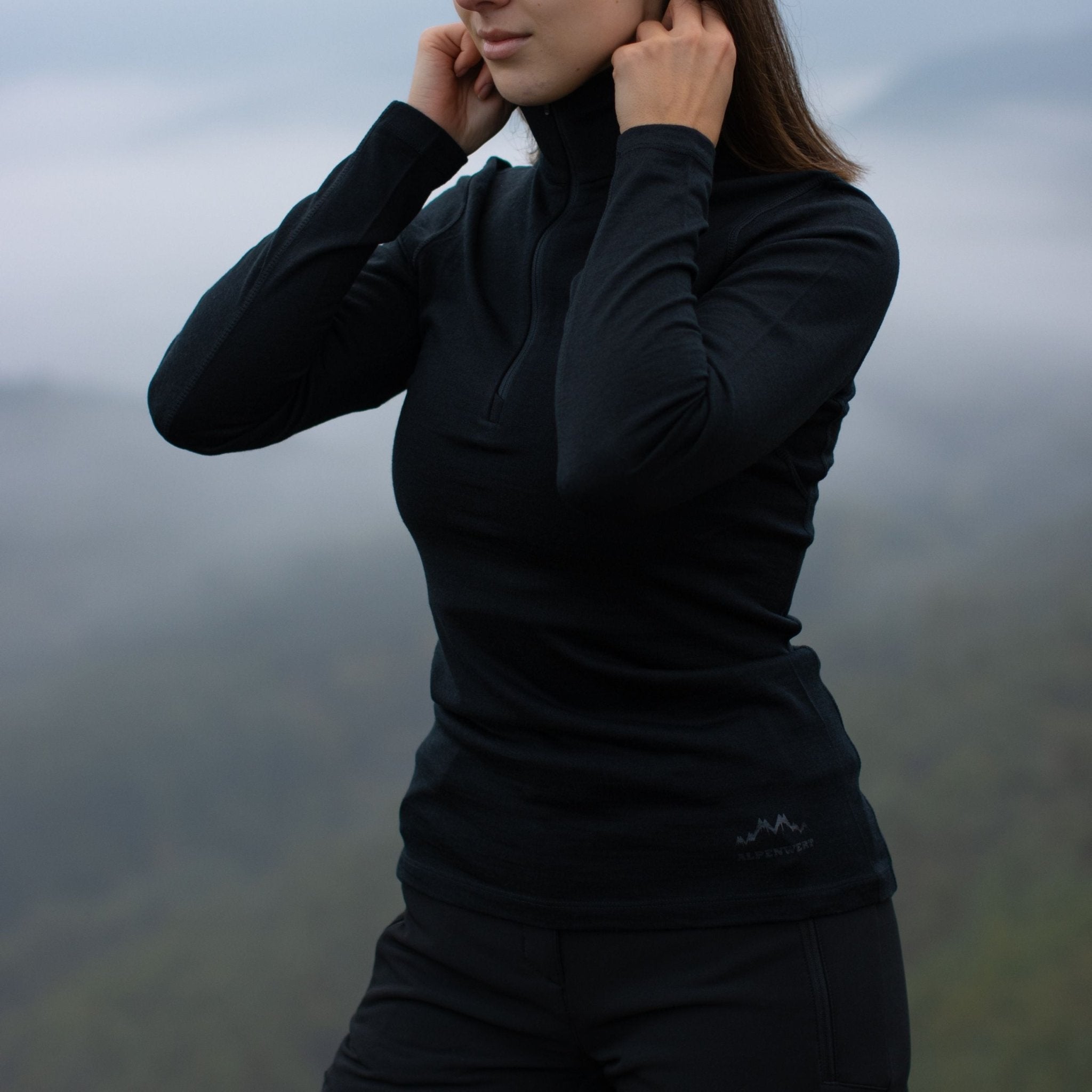 alpenwert-langarmshirt-damen-100-merino-mit-zip-230-g-m image 3