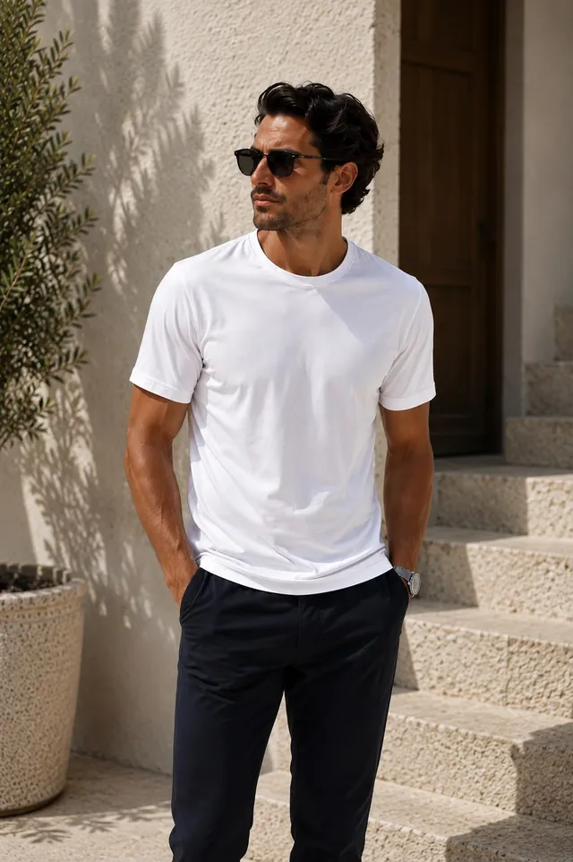alessandro-lamura-t-shirt-essential-bianca-herren-basic-shirt-wei image 1