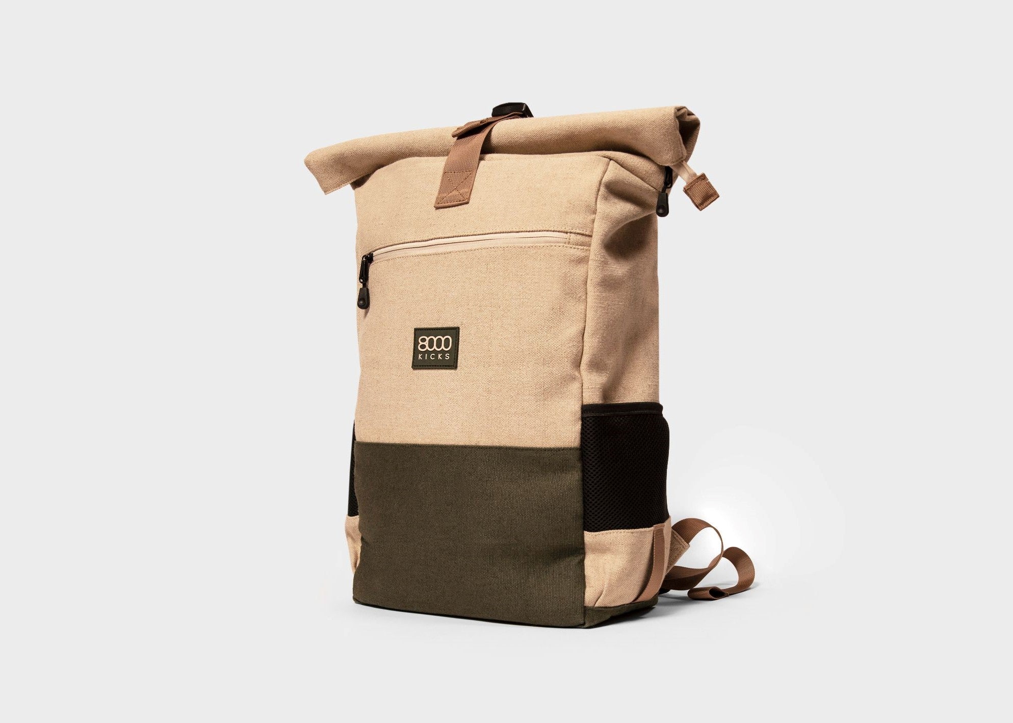 8000kicks-everyday-hanf-rolltop-rucksack-18-30l-beige-gr-n-mit-laptopfach image 2