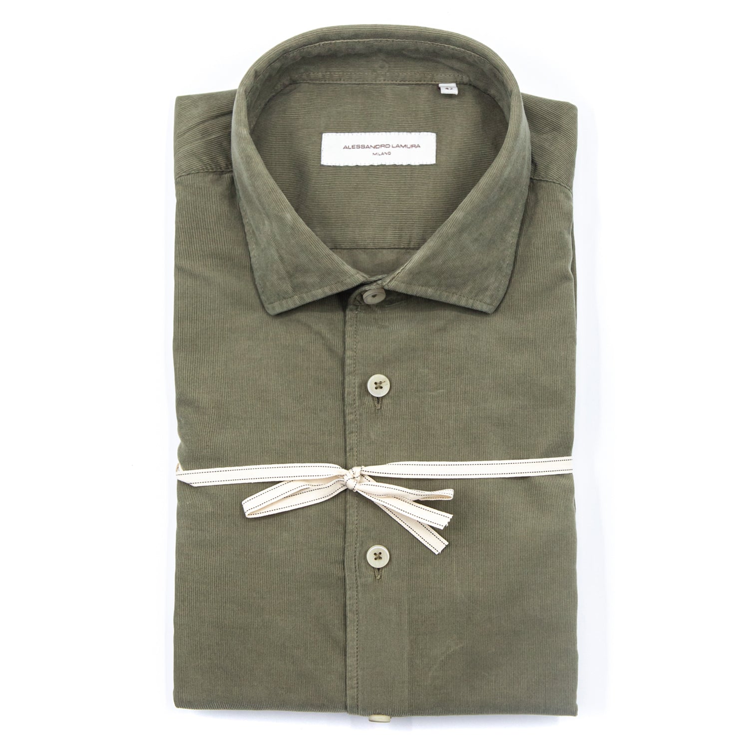 alessandro-lamura-camicia-velluto-verde-oliva-herren-cordhemd-aus-baumwolle image 2