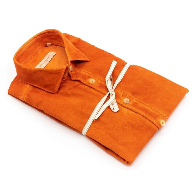 alessandro-lamura-herren-cord-hemd-orange-aus-baumwoll-samt image 1