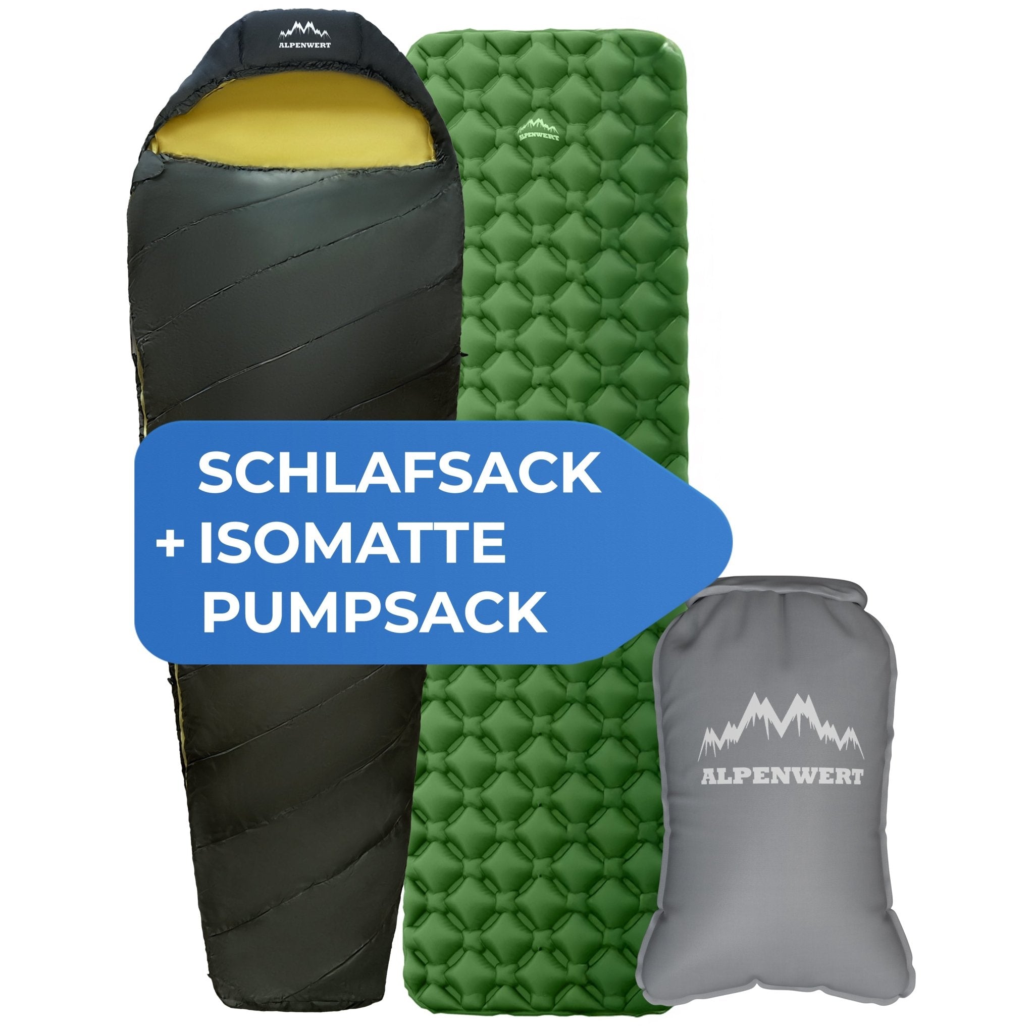 alpenwert-schlafsack-isomatte-pumpsack-komplettset image 1