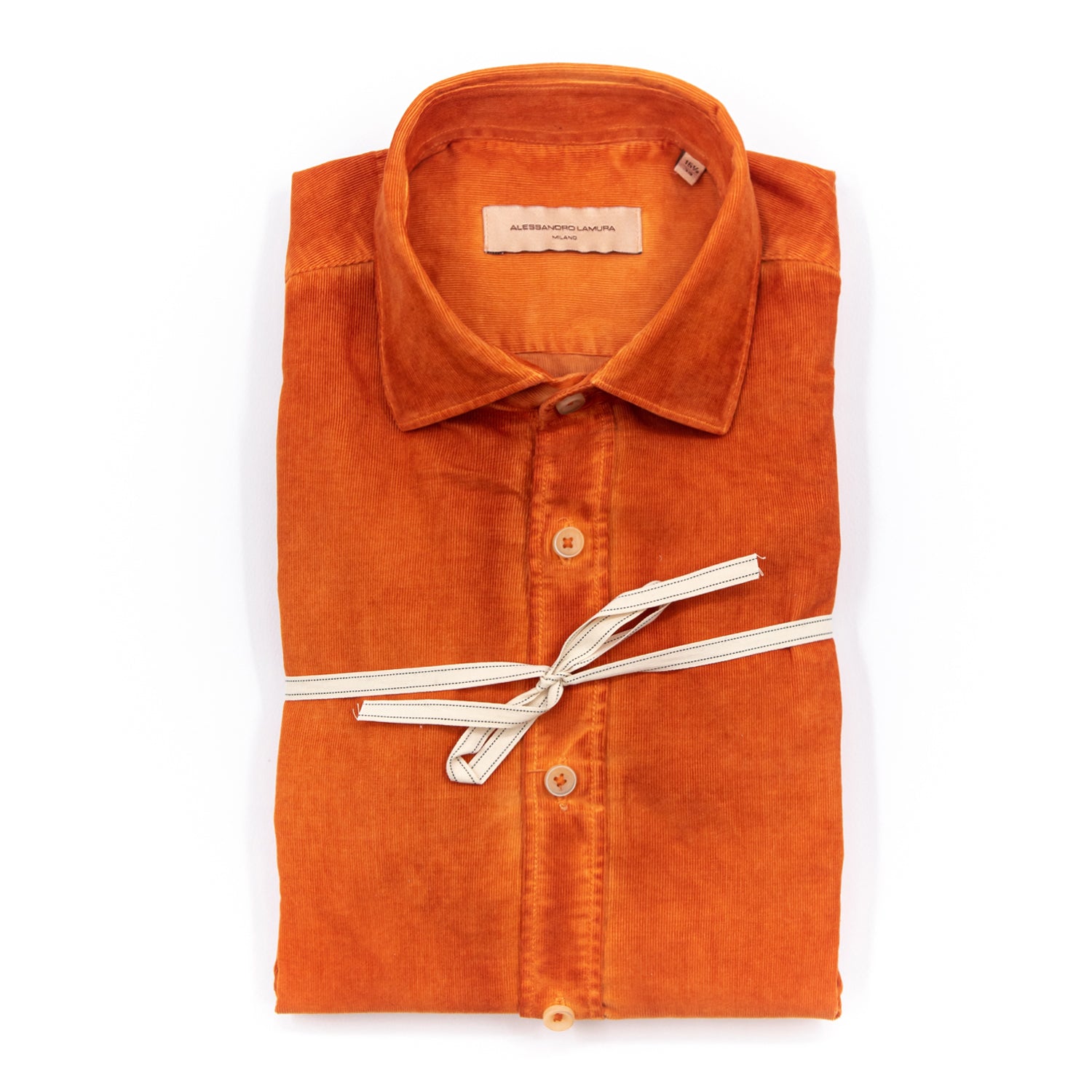 alessandro-lamura-herren-cord-hemd-orange-aus-baumwoll-samt image 2