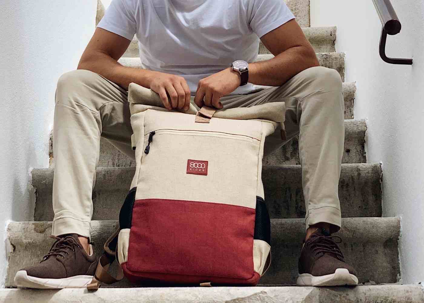 8000kicks-everyday-hanf-rucksack-beige-red-18-30l-mit-usb image 6