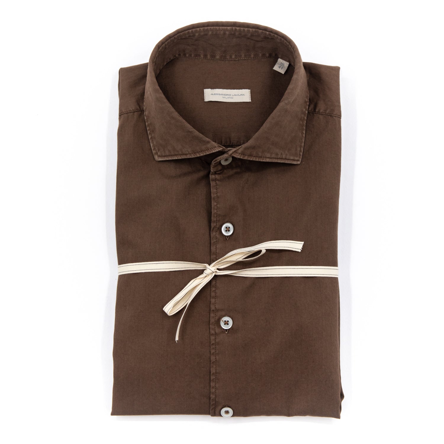alessandro-lamura-herren-hemd-braun-aus-baumwoll-gabardine image 2