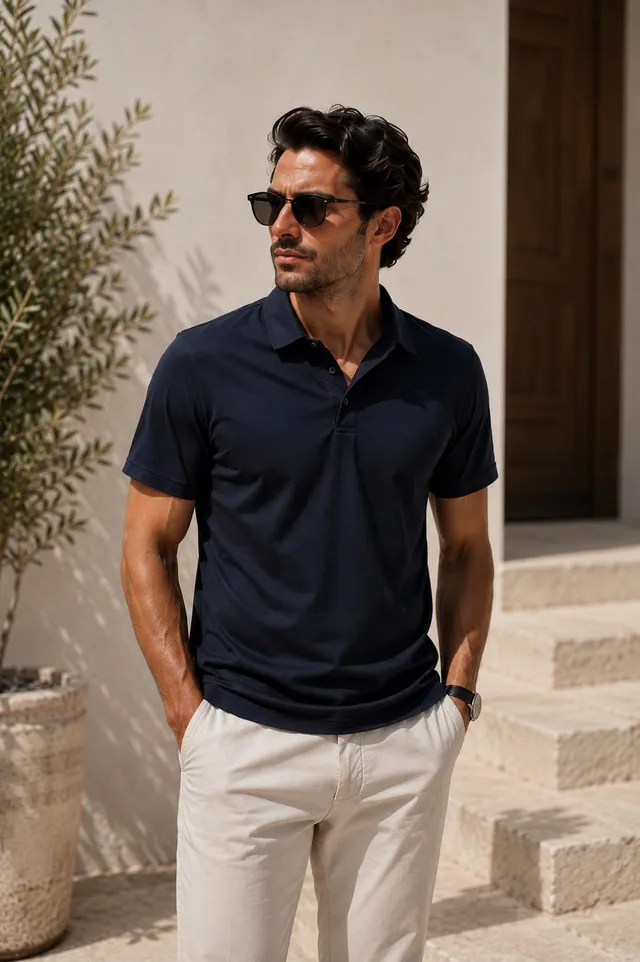 alessandro-lamura-polo-essential-blu-navy-herren-polo-kurzarm-uni image 1