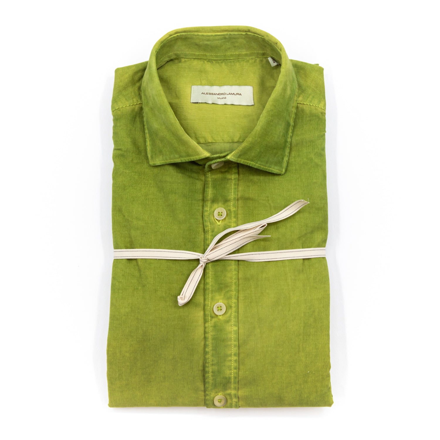 alessandro-lamura-camicia-velluto-verde-lime-herren-cord-hemd image 2
