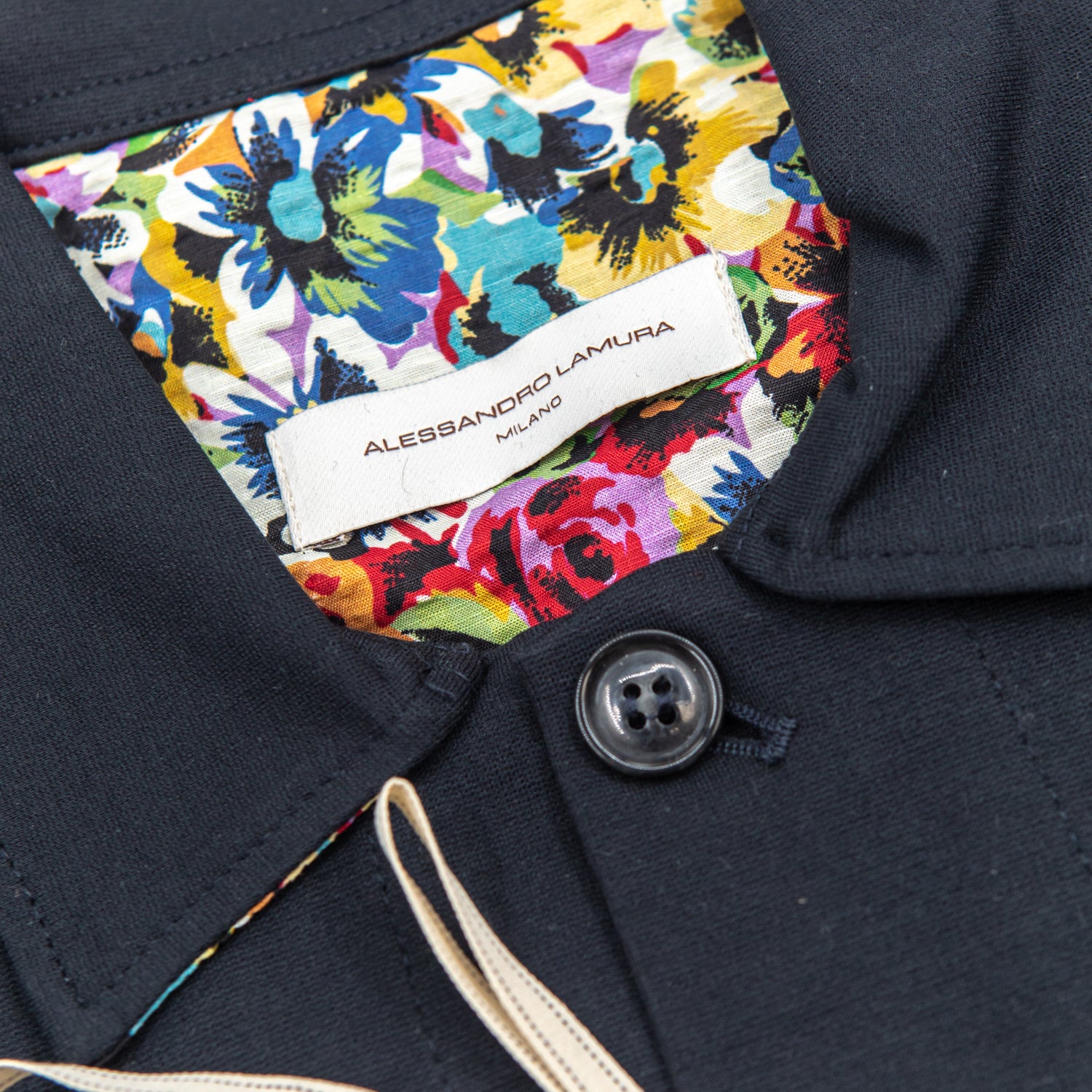 alessandro-lamura-giacca-camicia-blu-notte-herren-overshirt-mit-blumen-innenfutt image 3