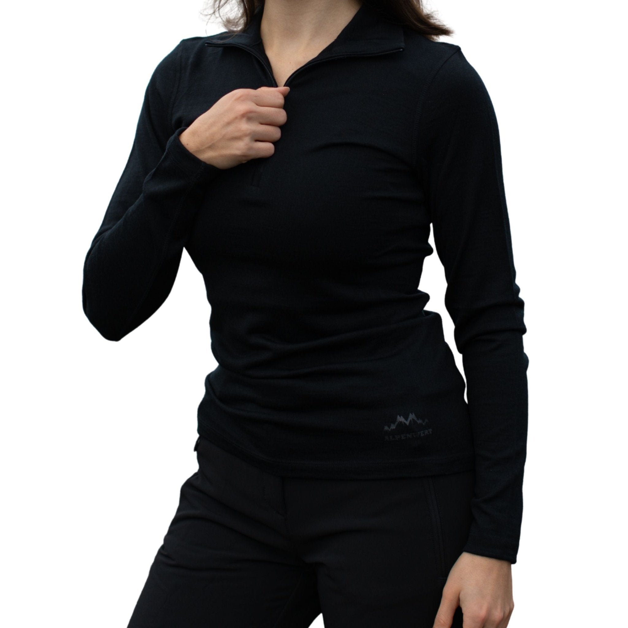 alpenwert-langarmshirt-damen-100-merino-mit-zip-230-g-m image 1