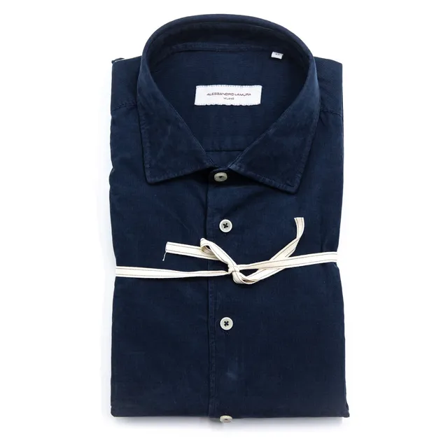 alessandro-lamura-camicia-blu-notte-herrenhemd-cord image 1