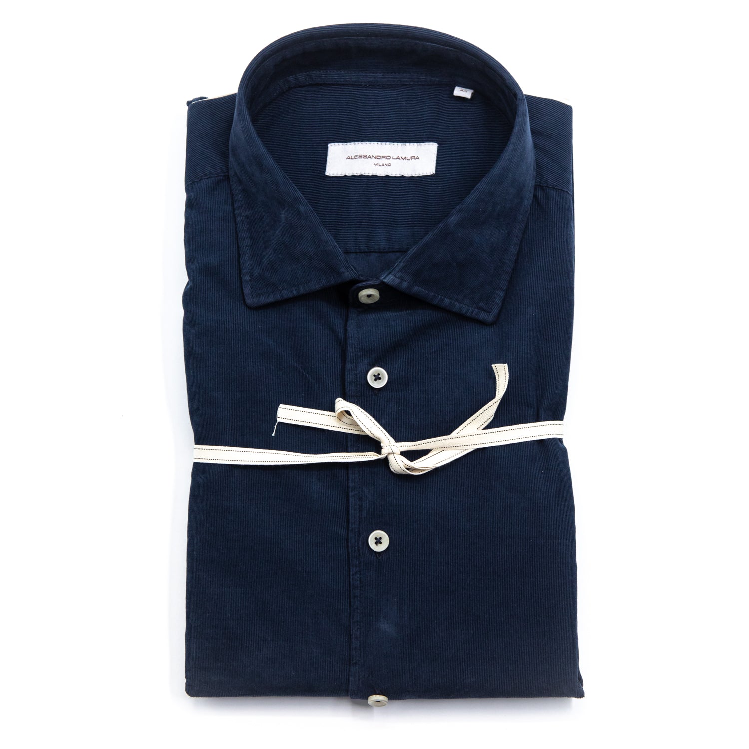 alessandro-lamura-camicia-blu-notte-herrenhemd-cord image 1