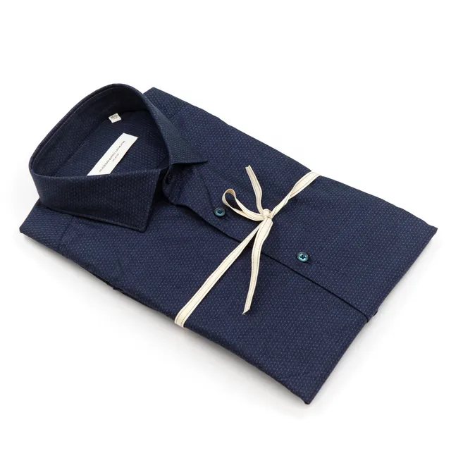 alessandro-lamura-camicia-microdisegno-blu-notte-herrenhemd-aus-baumwolle image 1