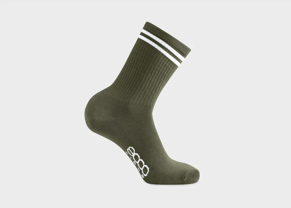 8000kicks-striped-hemp-socken-dark-green image 1