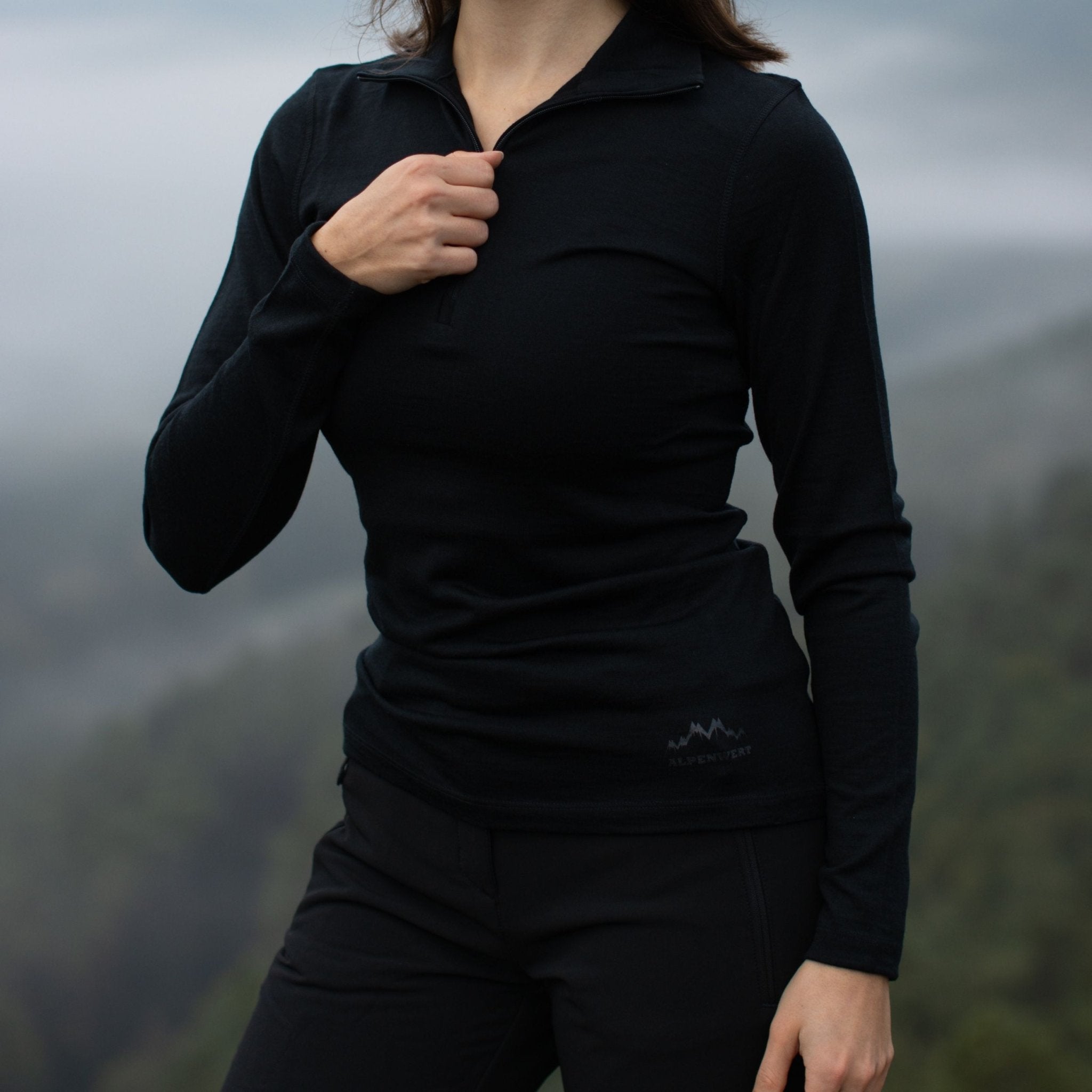 alpenwert-langarmshirt-damen-100-merino-mit-zip-230-g-m image 5